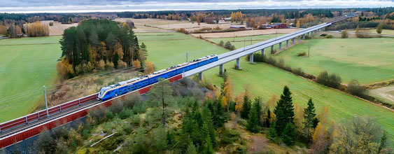 Tåg som åker på Norrbotniabanan.