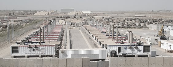 Wide view of the Victory Base generator complex in Iraq, build by WSP 